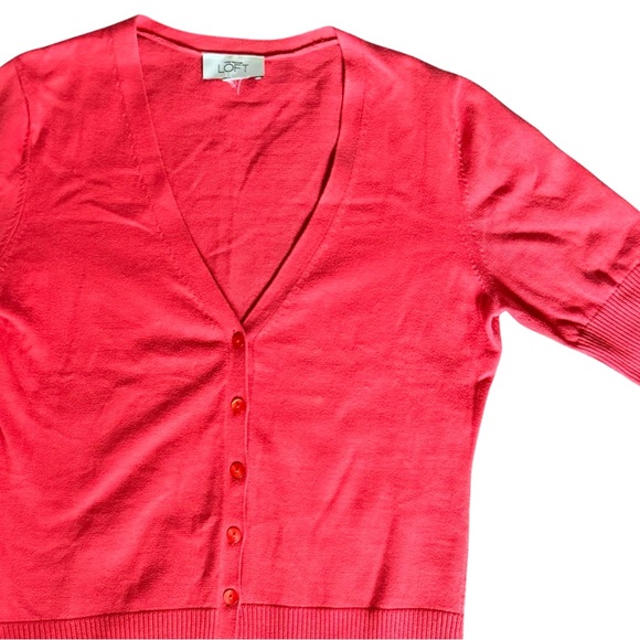LOFT V-Neck Coral Cardigan - Picture 8 of 10